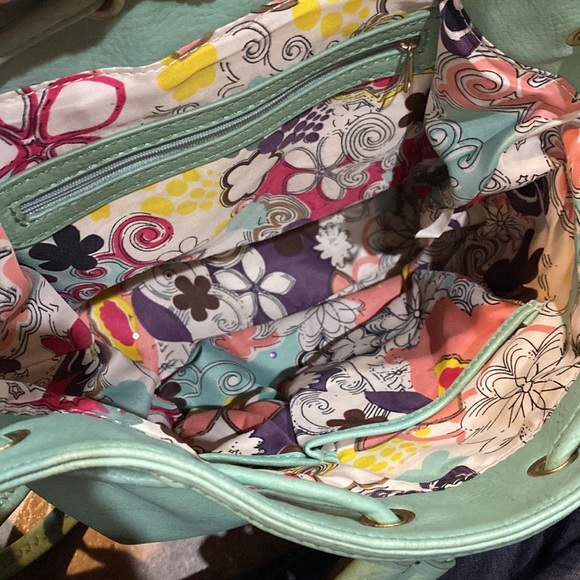 Green shoulder bag with sequins and matching wallet - Picture 5 of 6